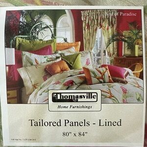 New Vintage Thomasville Curtain Panels Bird Of Paradise 80”x84” Cotton
